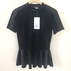 [Zara] NWT Velvet Peplum Top